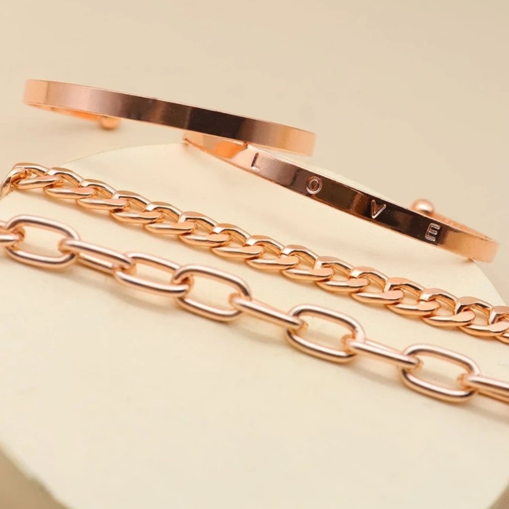 Rose Gold 4 piece bracelet set